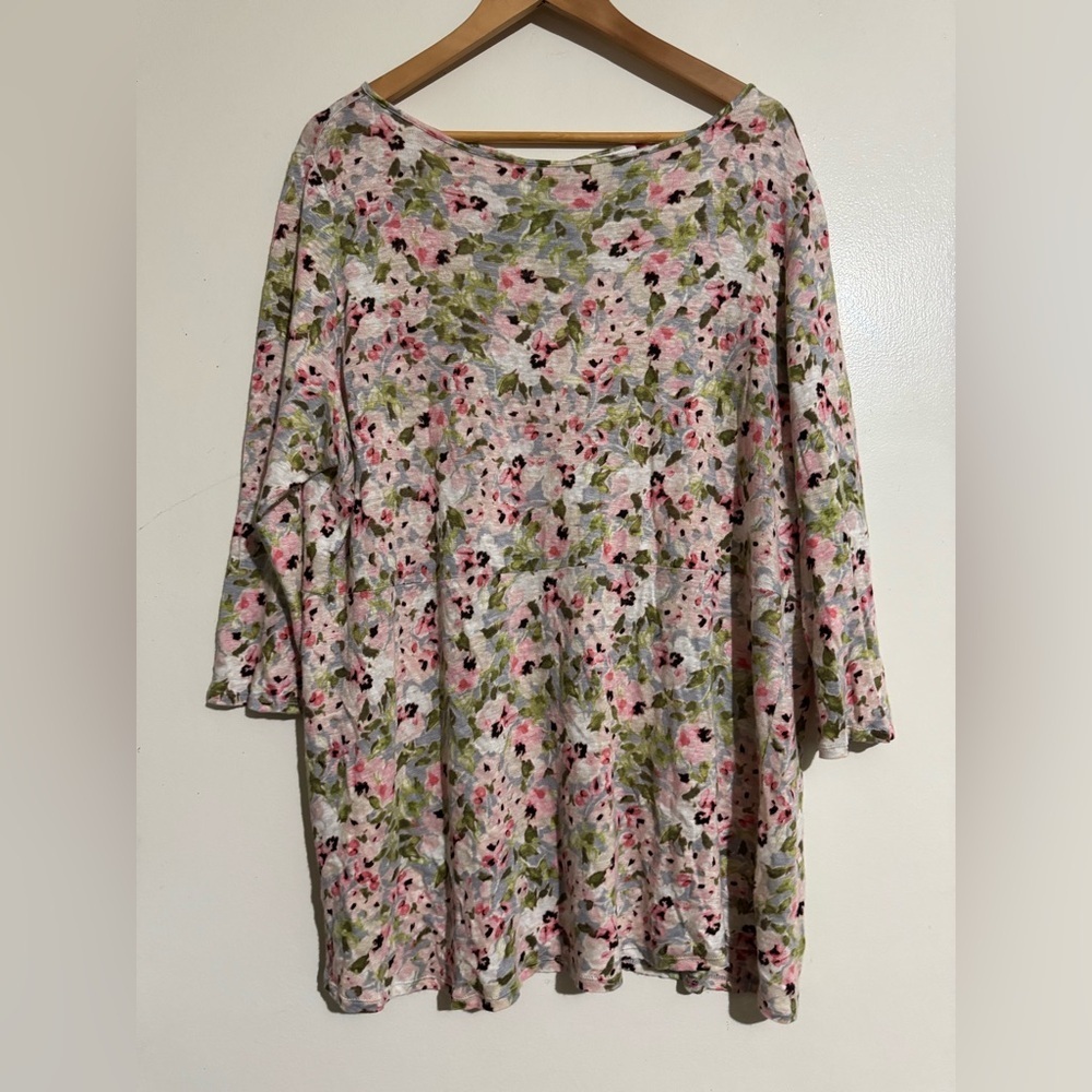 J Jill love linen floral blouse size Large